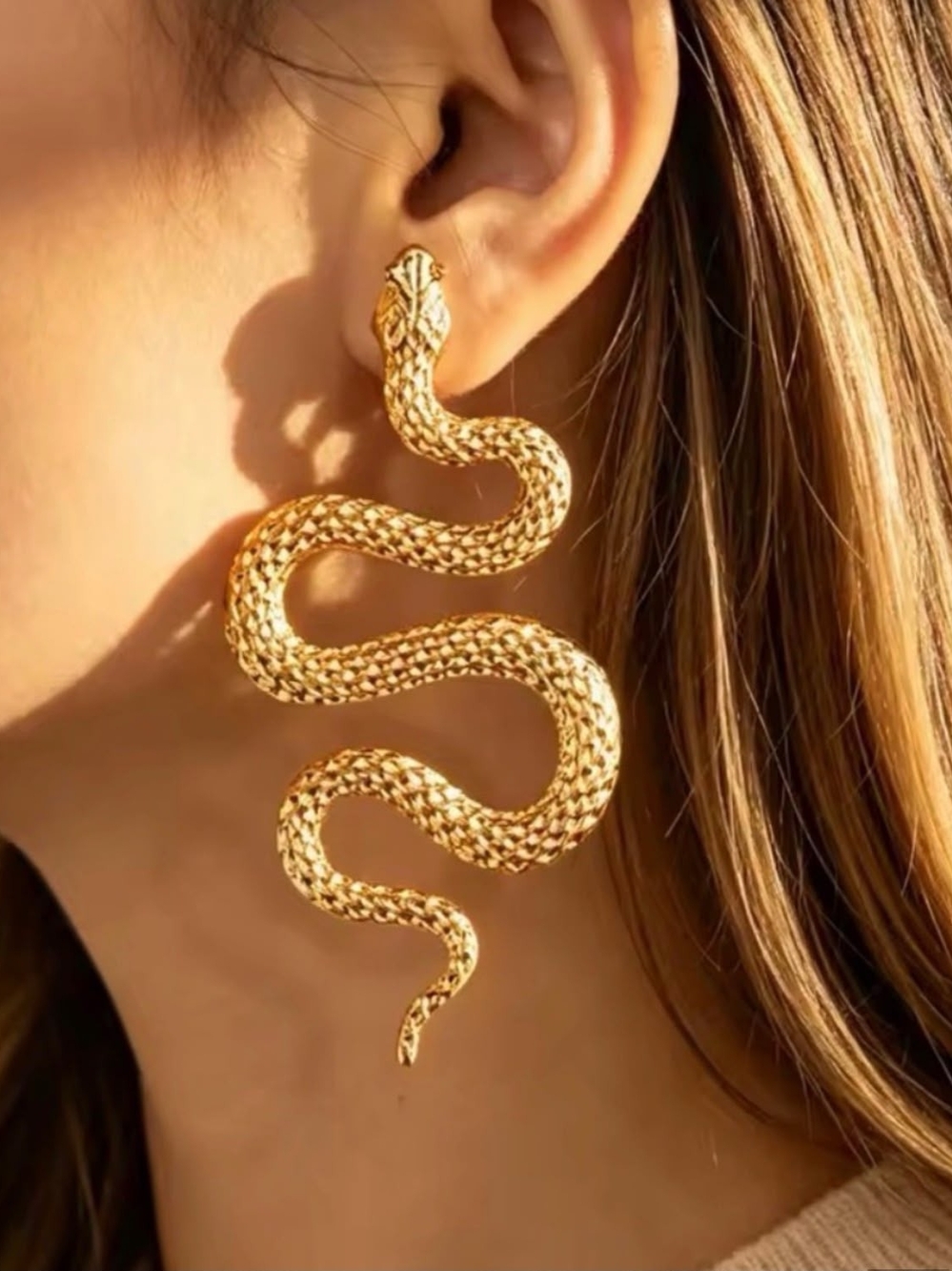 Snake Earrings Gold & Black NWT